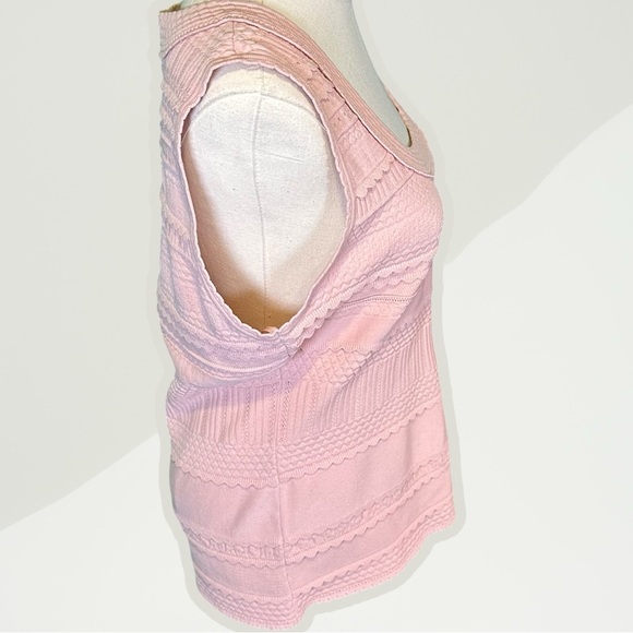 NWT Milly ‘Textured Tech Knit Lace Detailed Tank Top’ in Dahlia Pink Size 14/16 - Picture 9 of 13